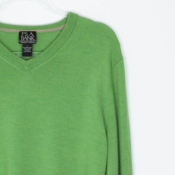Jos A Bank Merino Wool Green Pullover Sweater Mens Size Large - Picture 2 of 6